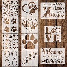 Outus 11 Pcs Dog Paw Print Stencils, Reusable Template with 9.5 x 6.3 inches
