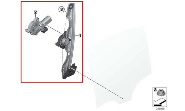 Regulador ventana puerta trasera izquierda bmw 328i xDrive SULEV 13-16 con motor 51357281887 Foto 2 de 4