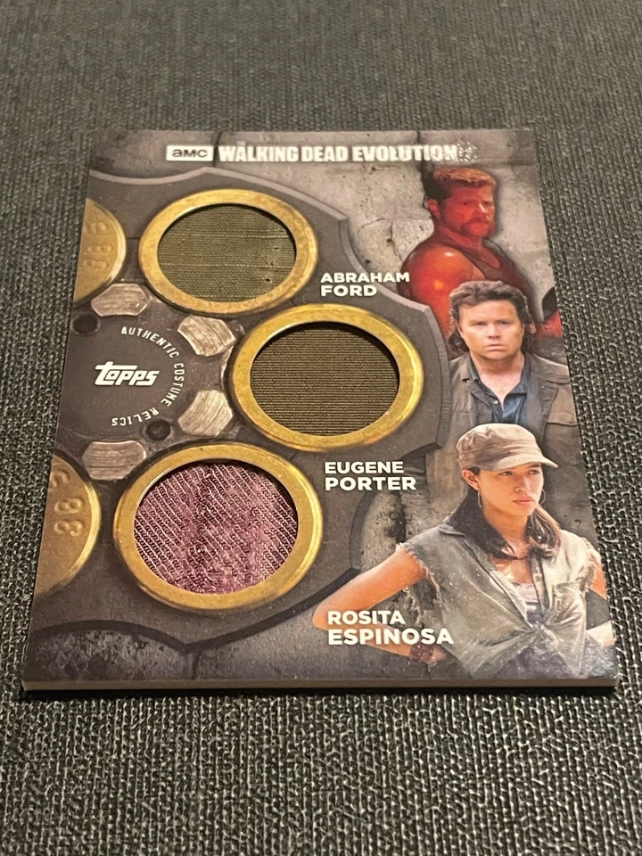 2017 Topps The Walking Dead Evolution Abraham Eugene Rosita Triple Reliquia/25 Foto 4 de 4