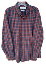 Mizzen+Main Leeward Shirt Men's XXL Trim Fit Plaid Poly / Spandex Button Front