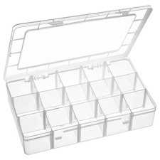 Exptolii 15 Large Grids Plastic Organizer Box with 1x 15 Grids, Clear