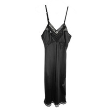 Vintage Ashley Taylor Womens Slip Dress Size 32/XS Black Lace Trim Babydoll USA