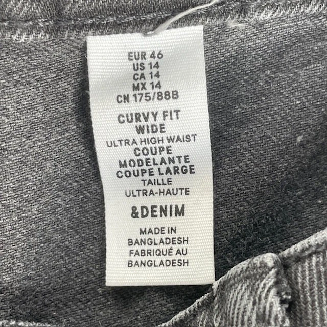 H&M &Denim Women’s 14 Curvy Fit Wide Leg Ultra High Waist Jeans NWT Black - Image 4 of 4