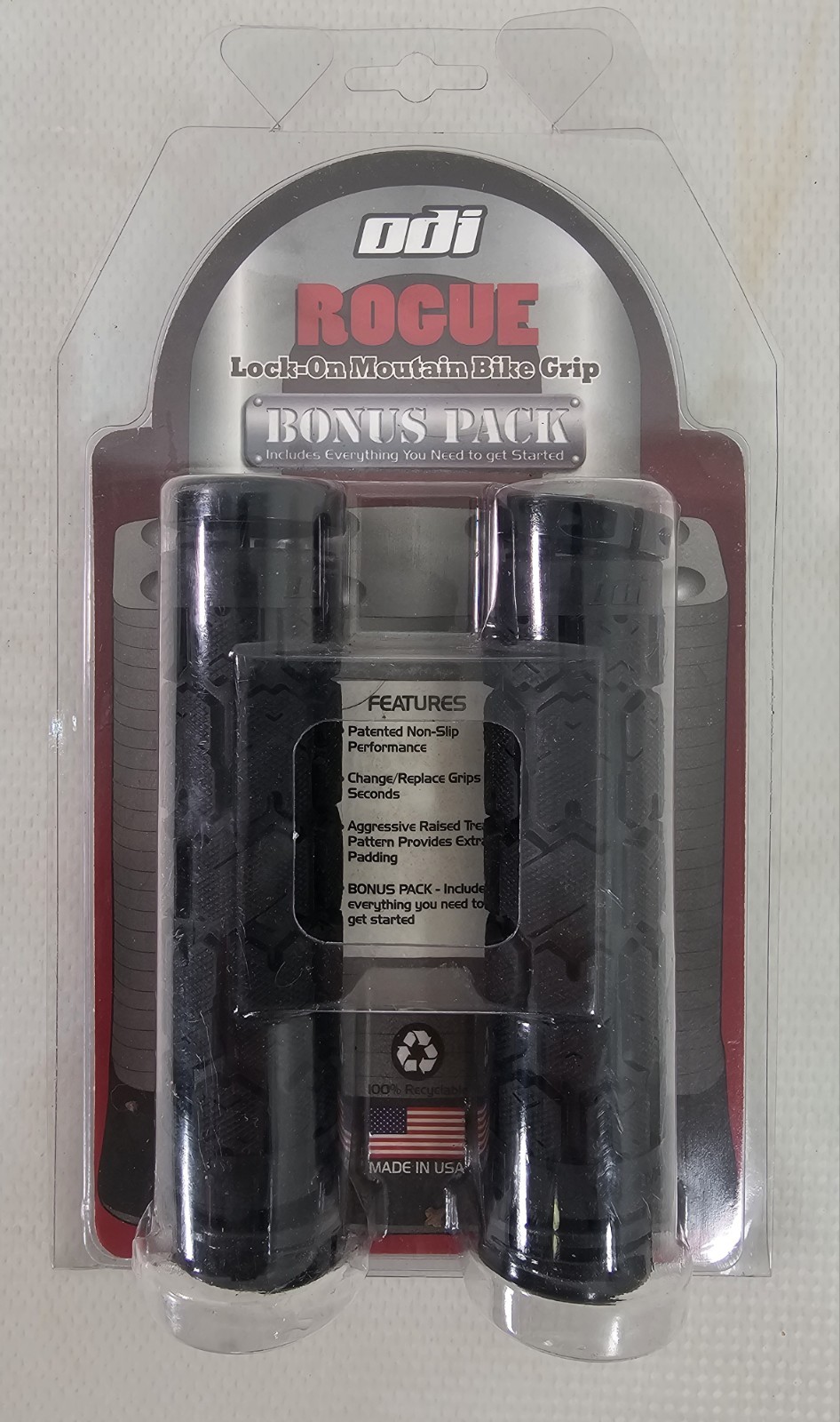 ODI Rogue Lock-On Mountain Bike Grips Bonus Pack - Black - NEW UNOPENED 