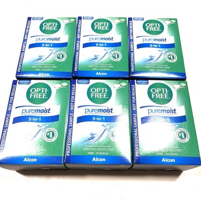 Lot Of 6 OPTI-FREE Pure Moist Multi-Purpose Solution Hydraglide 2oz exp 09/2027