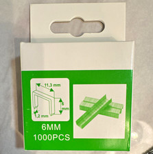 Staple Gun Staples 6mm 1000 Pack, 11.3mm L x 1.2mm Gauge Flat Metal