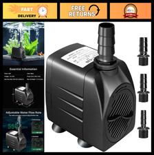 550GPH Submersible Water Pump 30W, 2000L/H, 7.2ft Lift, 3 Nozzles for Aquarium,