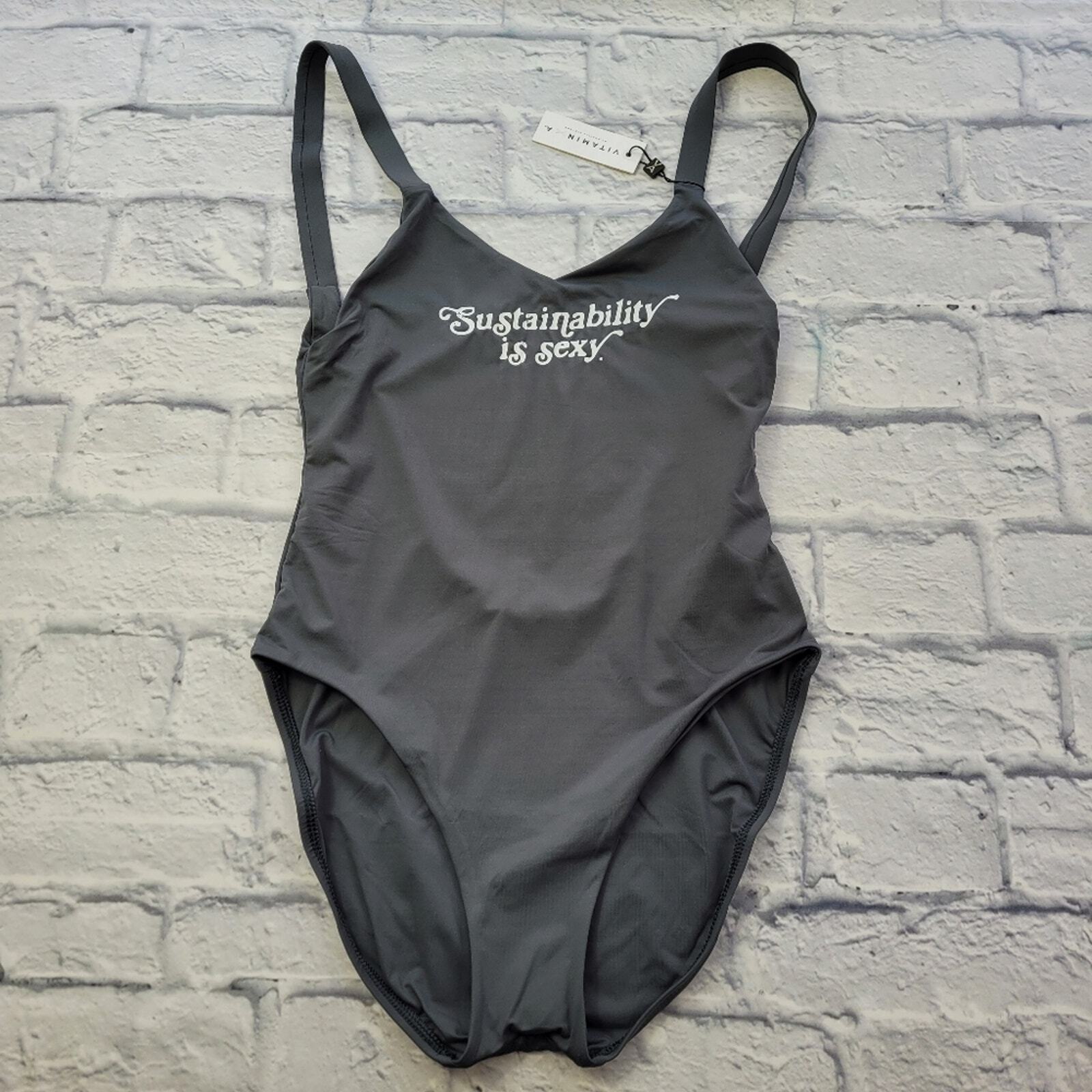 Vitamin A Leah Grey One-Piece Sustainability Is Sexy Swimsuit size Medium (8)