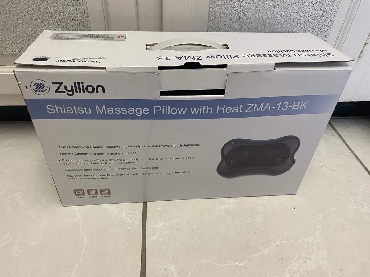 ZMA-13RB-BK Zyllion Cordless Rechargeable Shiatsu Back And Neck Massager  Pillow - Black