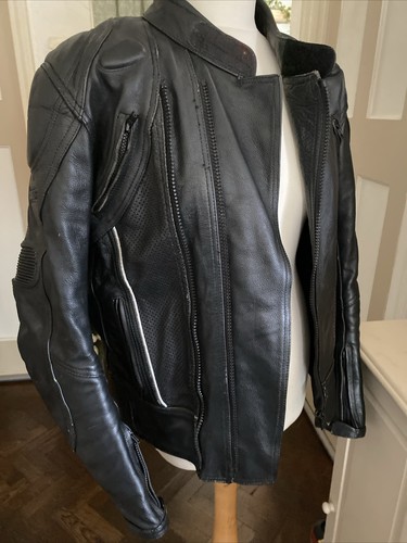 FRANK THOMAS LEATHER BIKERS JACKET VGC Size Uk 40 Zip Out Inner Armoured - Picture 13 of 18