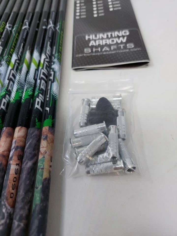 12pk Carbon Express Pile Driver Hunter 450 Uncut Shafts w/ Inserts: T1320 NEW - Image 2 of 4