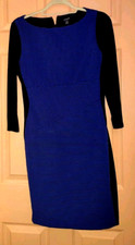 Chaps Blue Size 8 Polyester 3/4 Sleeve Dress