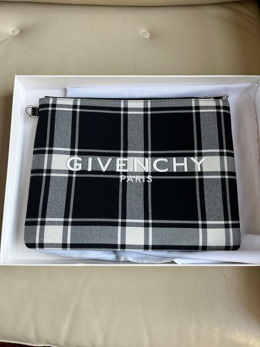 Givenchy , Tartan Print Zipper Wallet in Black/White , BNWT