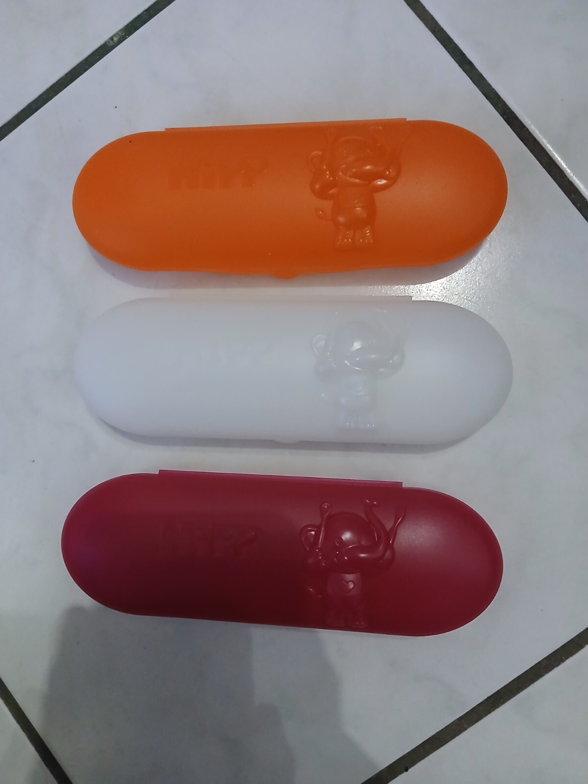 3 x Hipp Löffelbox mit 2 Löffeln, Neu -nie benutzt! Orange, pink und Transparent