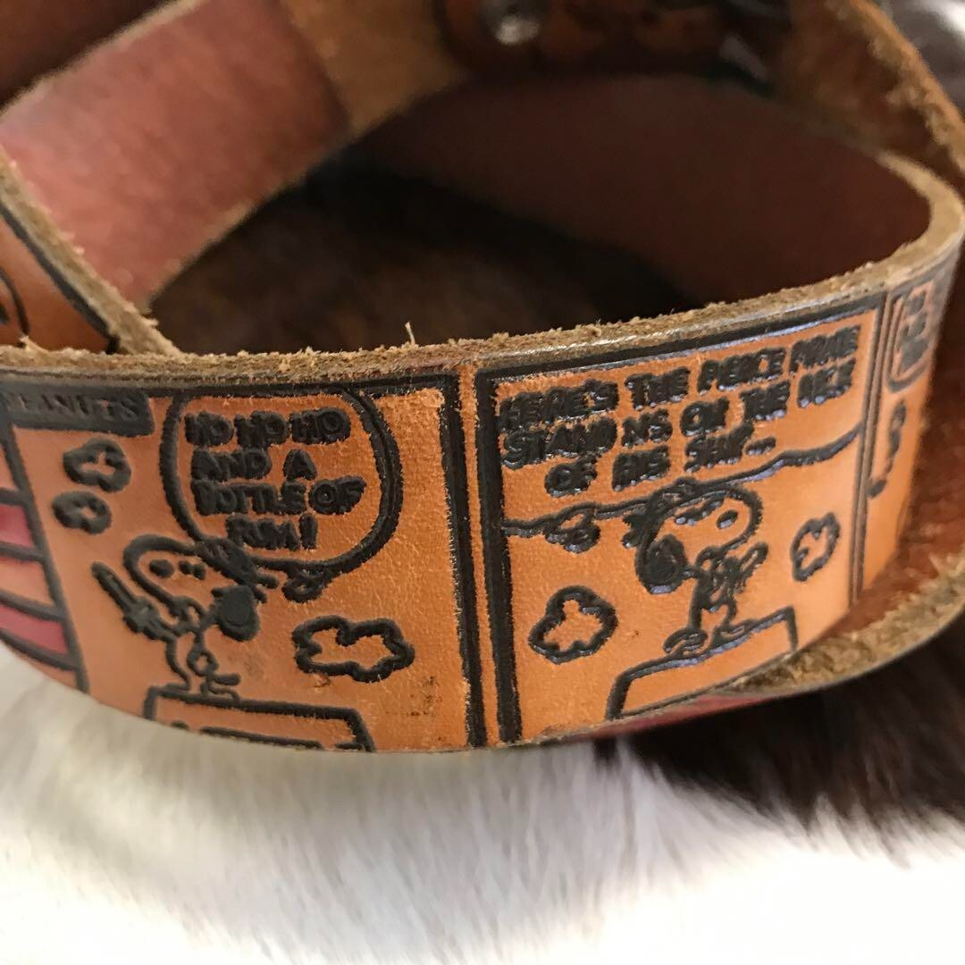 Betty's Snoopy Leather Belt, Made in USA, Brown, 34 Genuine