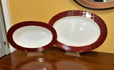 NIKKO Fine Bone China - ILLUSION - Large Oval Serving Bowl & Platter