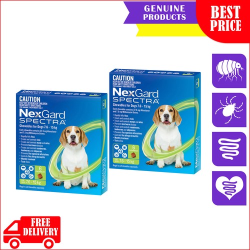 NEXGARD SPECTRA Flea Heartworm Treatment 3,6,12 Chews for 7.6 to 15 Kg