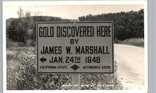 SUTTER'S MILL GOLD RUSH MINING SIGN ca 49ers real photo postcard rppc frasher