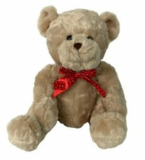 Dan Dee Collector's Choice Tan Bear with Red Stain White Bow Plush 19"
