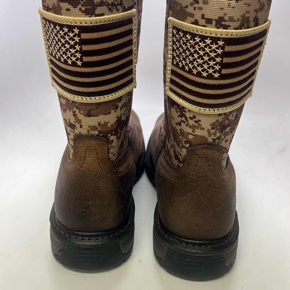 Men's Ariat Workhog Patriot Steel Toe Earth/Camo Print Boots 11 EE