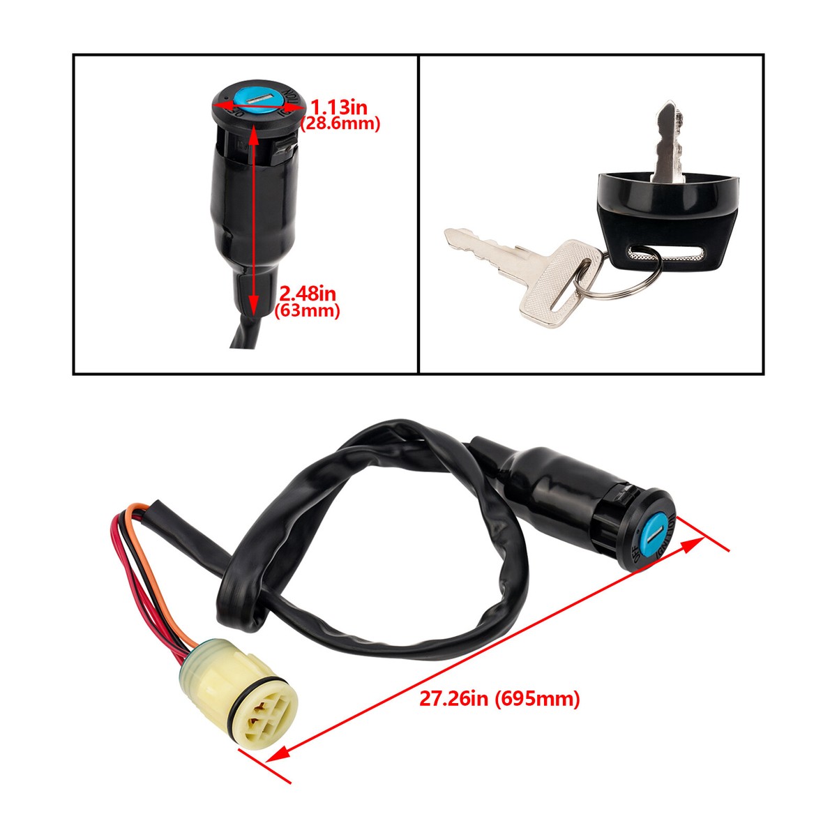 With Key Fits For Honda ATV TRX350 TRX420 TRX450 Rancher 350 400 420 Foreman 450 500 TRX350FM 4x4 2000-2006 Waterproof Rubicon 500 650 680 Rincon 650 680, 35100-HR6-A61 35100-HP0-A71 Ignition Switch