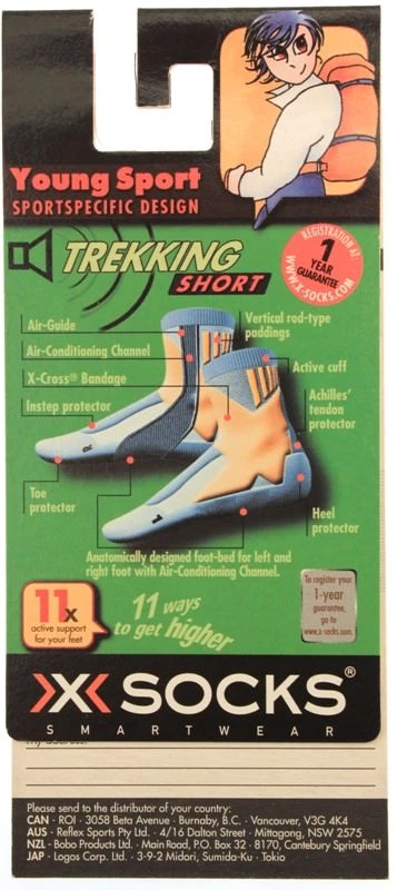 X-SOCKS TREKKING LIGHT JR PRECIO DE VENTA SUGERIDO POR EL FABRICANTE $28 Calcetín Corto US NIÑOS 13 - 3.5 UE 31 - 34 NUEVO Foto 3 de 4