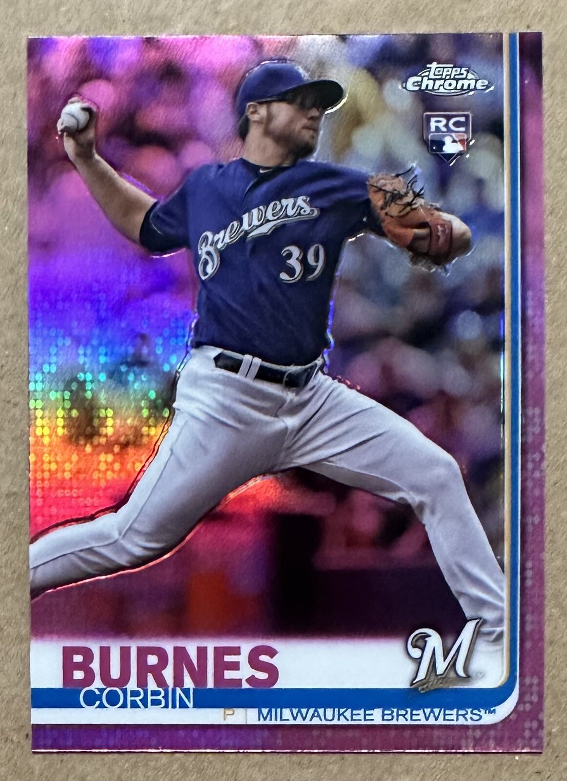 2019 Topps Chrome Corbin Burnes RC #84 - Pink Refractor