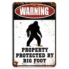 Warning Property Protected by Bigfoot Rustic Sign - Funny Security Decor