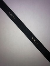 Authentic Gucci Black Ribbon Gold logo 3/4  inch Wide x 36  inch Long 1 Yard 