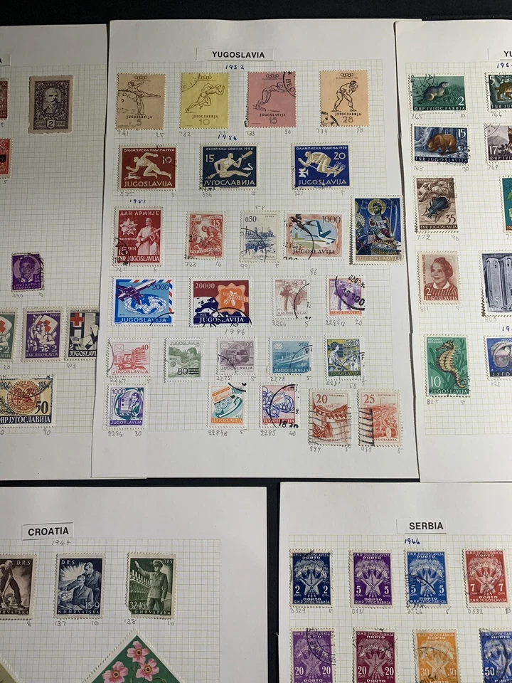 Lote de selos mistos da Croácia principalmente da década de 1940 com alguns da Iugoslávia e Sérvia (VEJA FOTOS) - Imagem 2 de 4