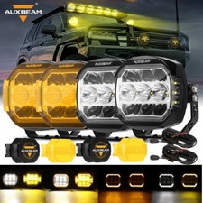 4x Auxbeam 5 In Led Pods Lights White Drl Turn Lights Amber Black Covers