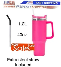 40oz Tumbler Cup with Handle & Straw-Stainless Steel Vacuum Insulated Travel Mug