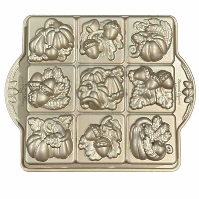 Nordic Ware Seasonal Squares Autumn Shapes Brownie Cake Pan 9 1/2 x 2 1/4'' 8 Cup