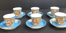 Antique Sevres Old Paris Hand Painted 6 Sets of Cups  Saucers. Victorian scenes