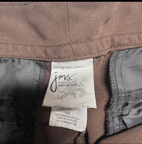 Just My Size Womens Pants 16W Warm Fudge Brown Dress Career Style JM9427 Zipper - Picture 3 of 14