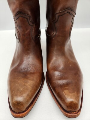Varda Size 47.5 Brown Leather Boots Western Cowboy Handmade  display picture 1