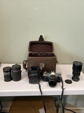 Canon AE-1 SLR Film Camera - Black With Lenses Lot