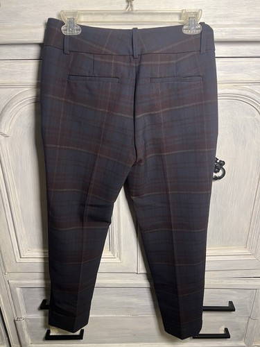 Ann Taylor Navy Plum Subdued Plaid Ankle Slim Stretch Dress Pants 4 NWT Career - Picture 7 of 8