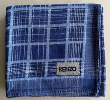 MAN HANDKERCHIEF BLUE JAPAN CLASSIC CHECK COTTON VTG POCKET ART SQUARE 17   KZ10