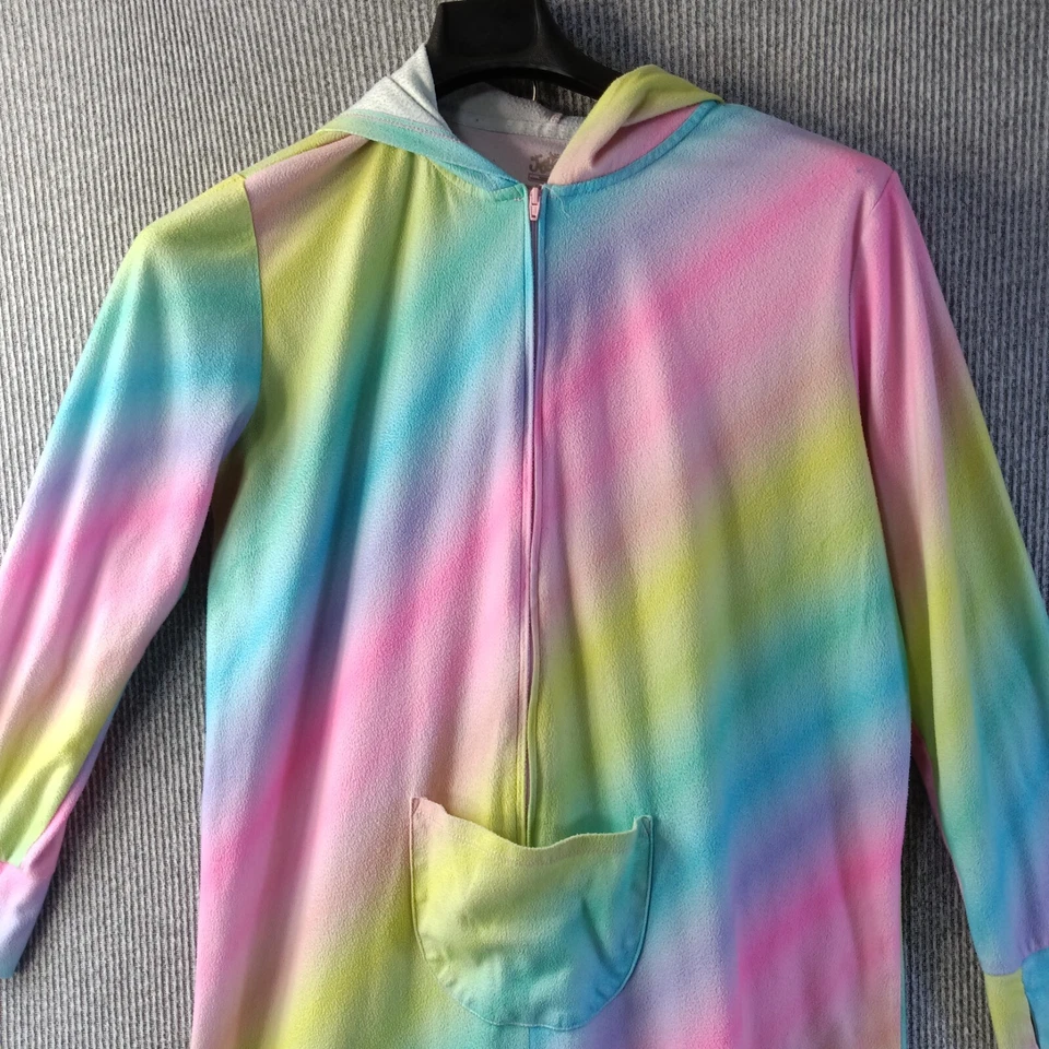 Pijama Justice One Piece para mujer 18 arco iris con capucha alas de unicornio bolsillo frontal Foto 2 de 4