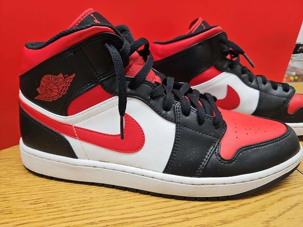 Nike Air Jordan 1 Mid Black Toe White Red DQ8426-106 Men's