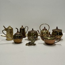Vintage Miniature Brass Copper Gold Doll House Tea Pot Trinket Shelf England