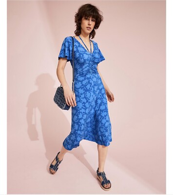 Michael Kors Women's Floral-Print Tie V- Neck Ruched Midi Dress