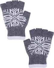 Fingerless Gloves for Women Men, Unisex Half Finger Winter Warm Knitted Grey
