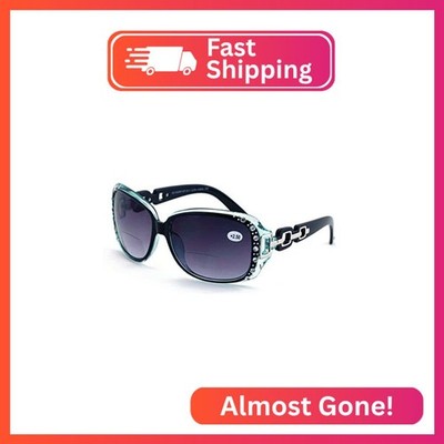 V.W.E. Oversized Rhinestones Women Bifocal Reading Sunglasses Reader Glasses Vin