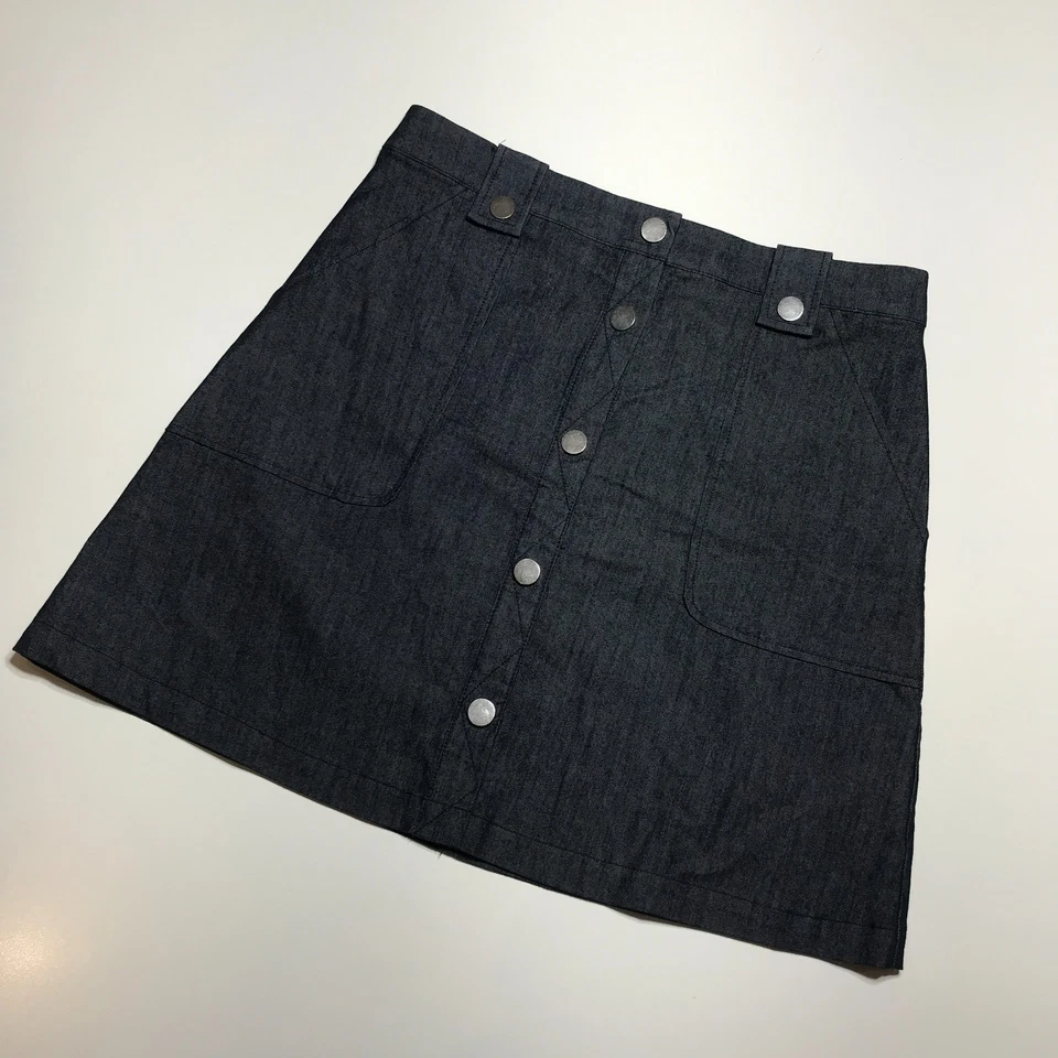 7th Avenue Design Studio NY&Co. Falda Línea A Talla 8 Denim Oscuro Suave Cierre a Presión Foto 2 de 4