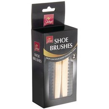 2 Shoe Brush Set Cleaning Kit Black Brown Polish Leather Boot Shine Brushes Care