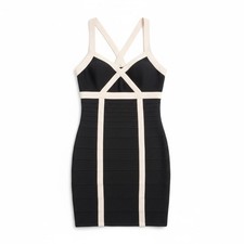 Forever 21 Colorblock Bodycon Mini Dress Black Cream M Baddie Club Party Sexy