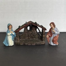 Vintage Resin Manger Nativity Scene With Figures Made In Japan **no Baby Jesus