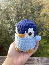 Soft Yarn Handmade Crochet Amigurumi Blue Baby Penguin Plushie Stuffed Animal 4